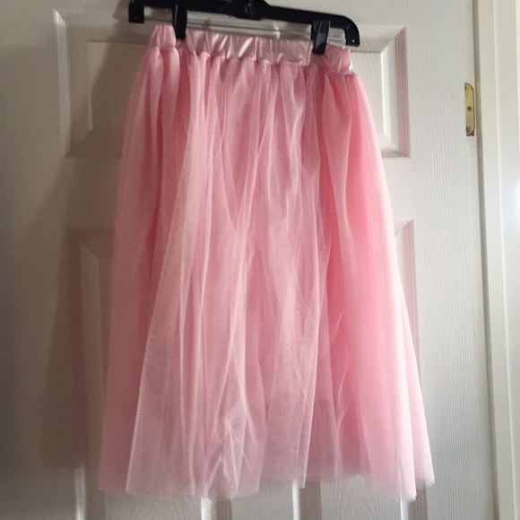 Pink only elastic waistband pink skirt mid length - Picture 2 of 6